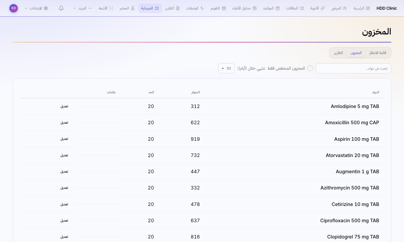 مخزون الصيدلية