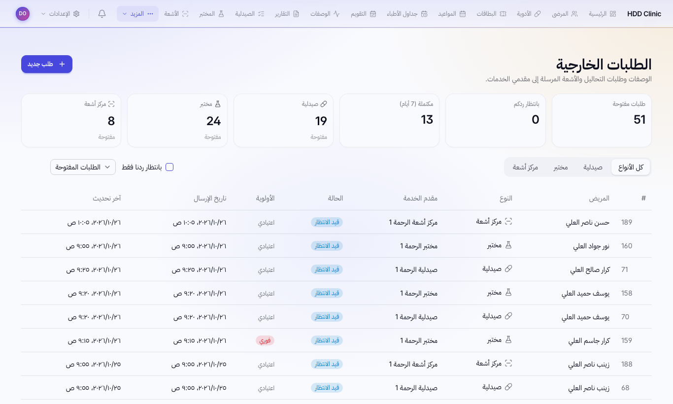 الطلبات الخارجية