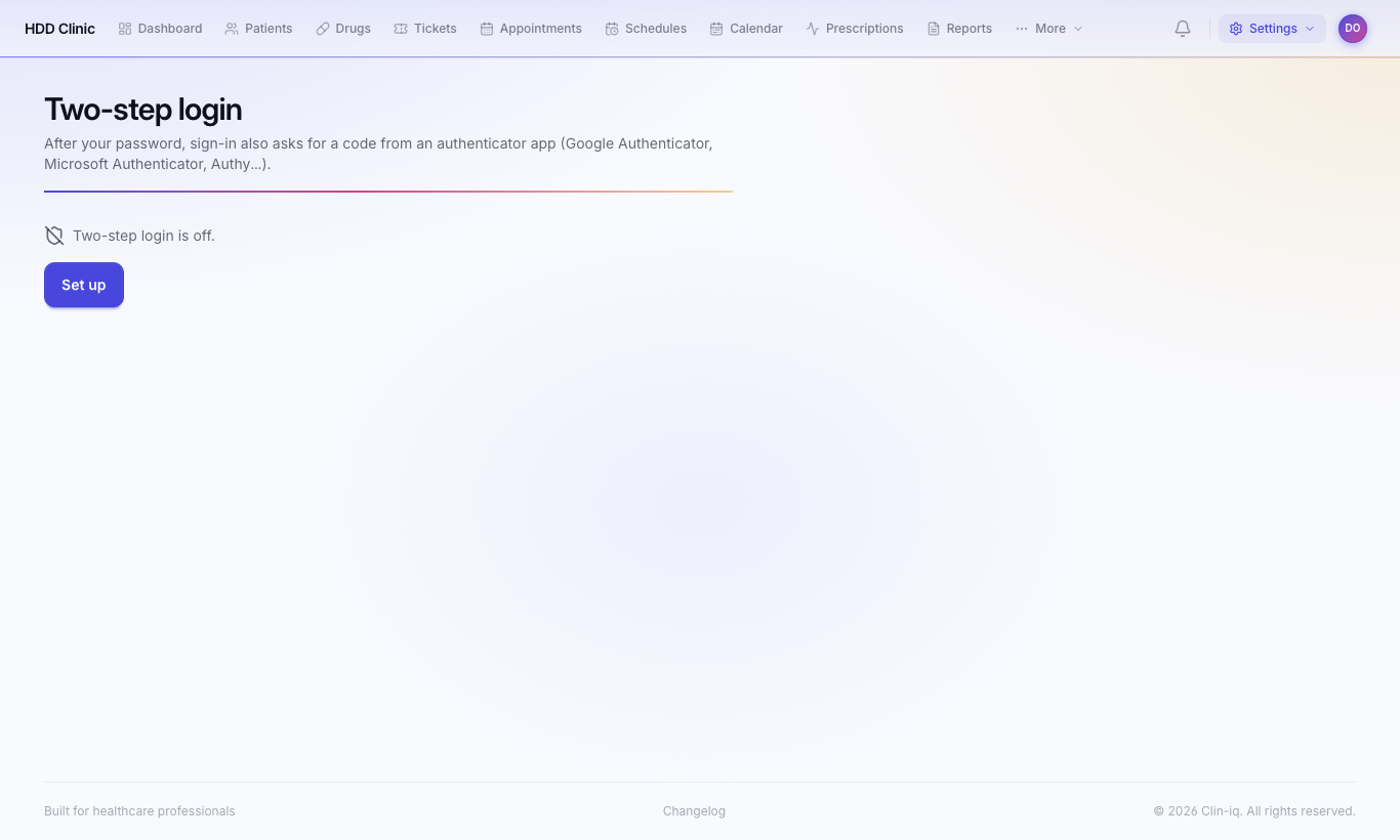Two-step login setup